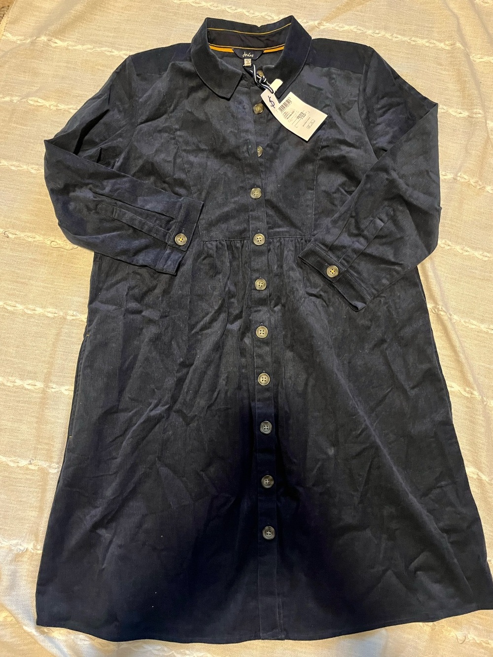 JOULES Women's Stella Pop Over Corduroy Dress Shirtdress Navy Blue NWT 10